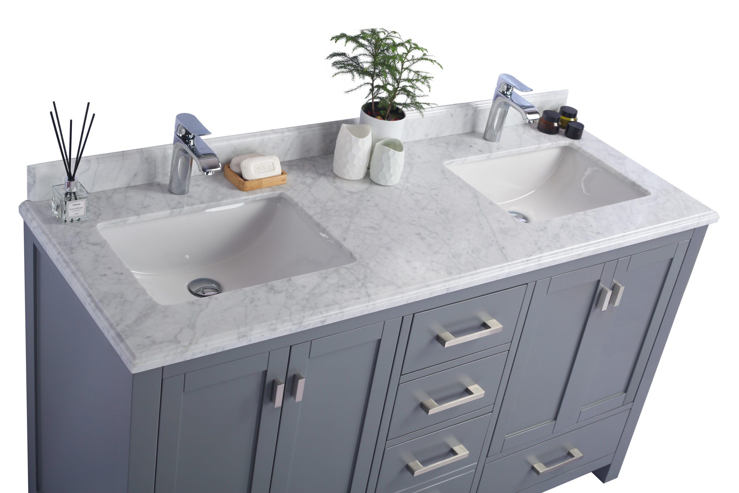 Laviva Wilson 60" Double Bathroom Vanity & Sinks in Gray | 313ANG-60G