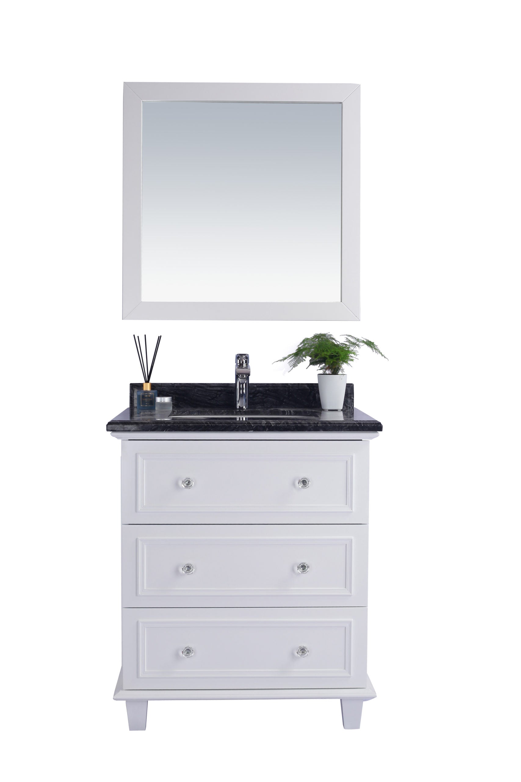 Laviva Luna 30" Bathroom Vanity Set w/ Sink in White | 313DVN-30W