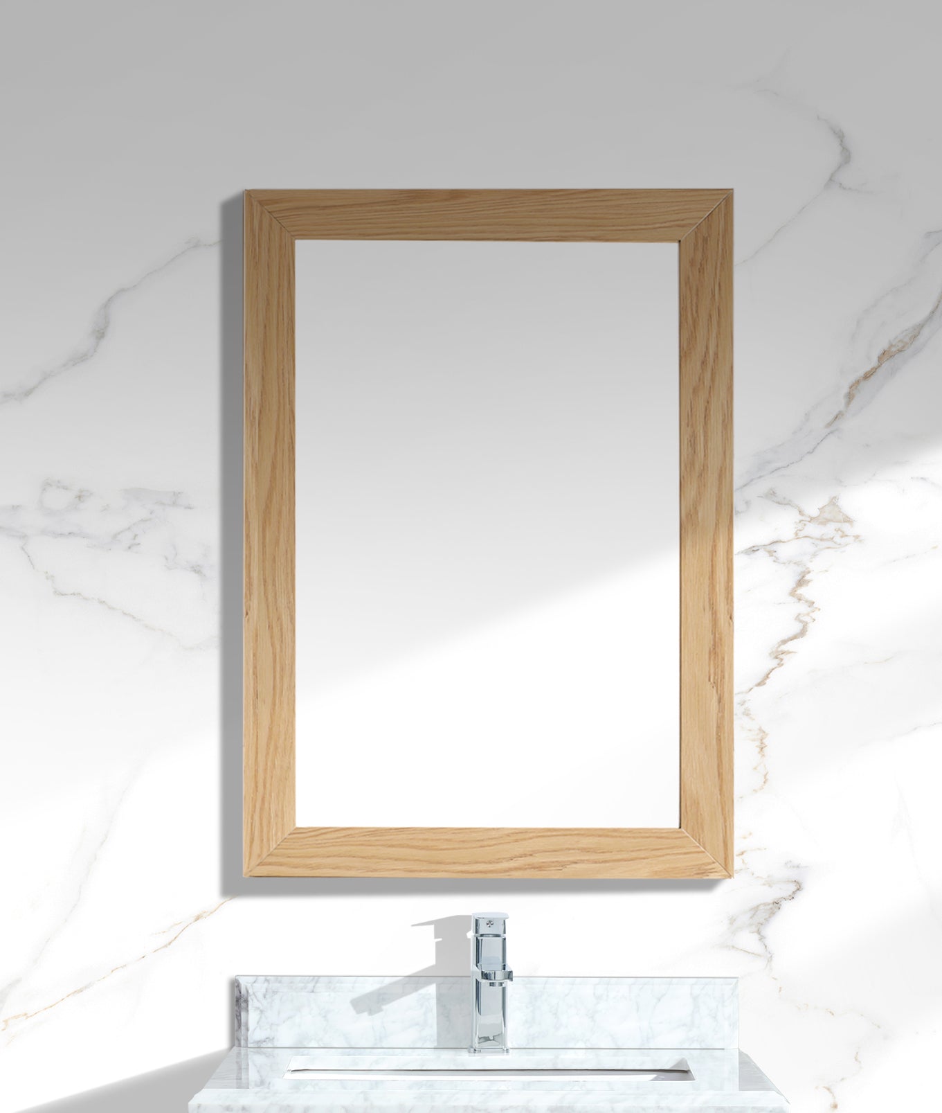 Laviva Sterling 24" Framed Rectangular White Oak Mirror | 313FF-2430