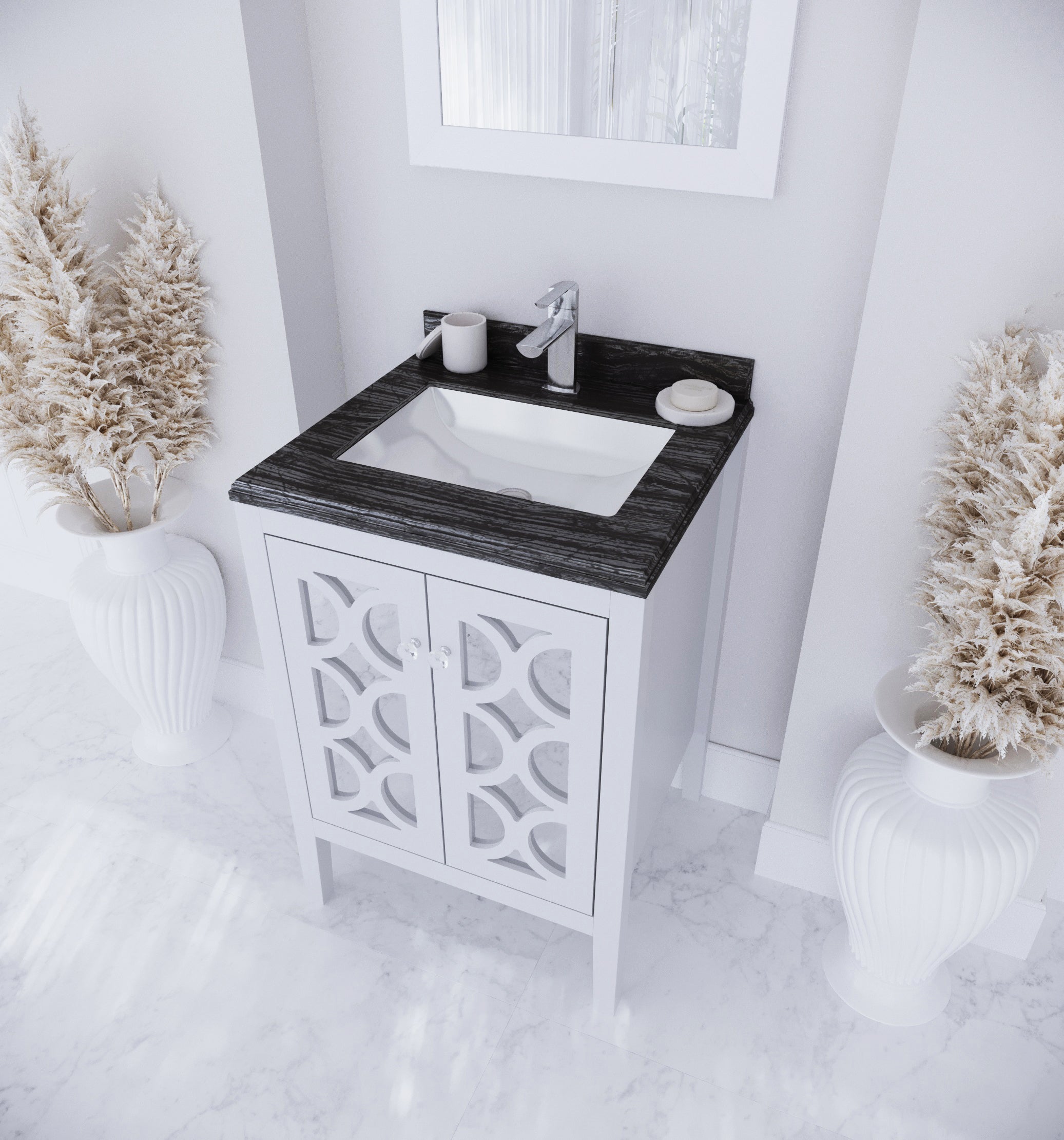 Laviva Mediterraneo 24" Bathroom Vanity Set w/ Sink in White | 313MKSH-24W
