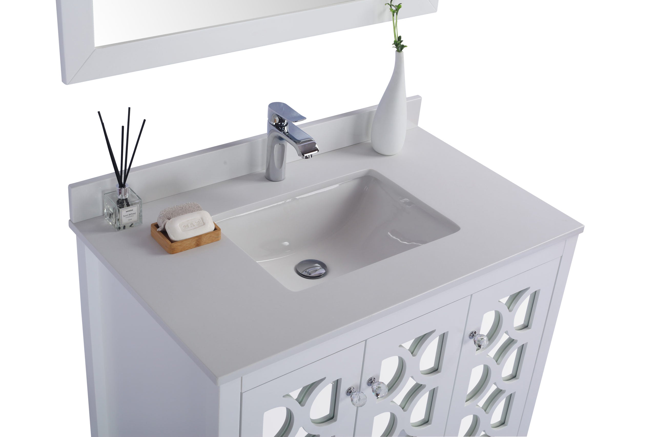 Laviva Mediterraneo 36" Bathroom Vanity Set w/ Sink in White | 313MKSH-36W