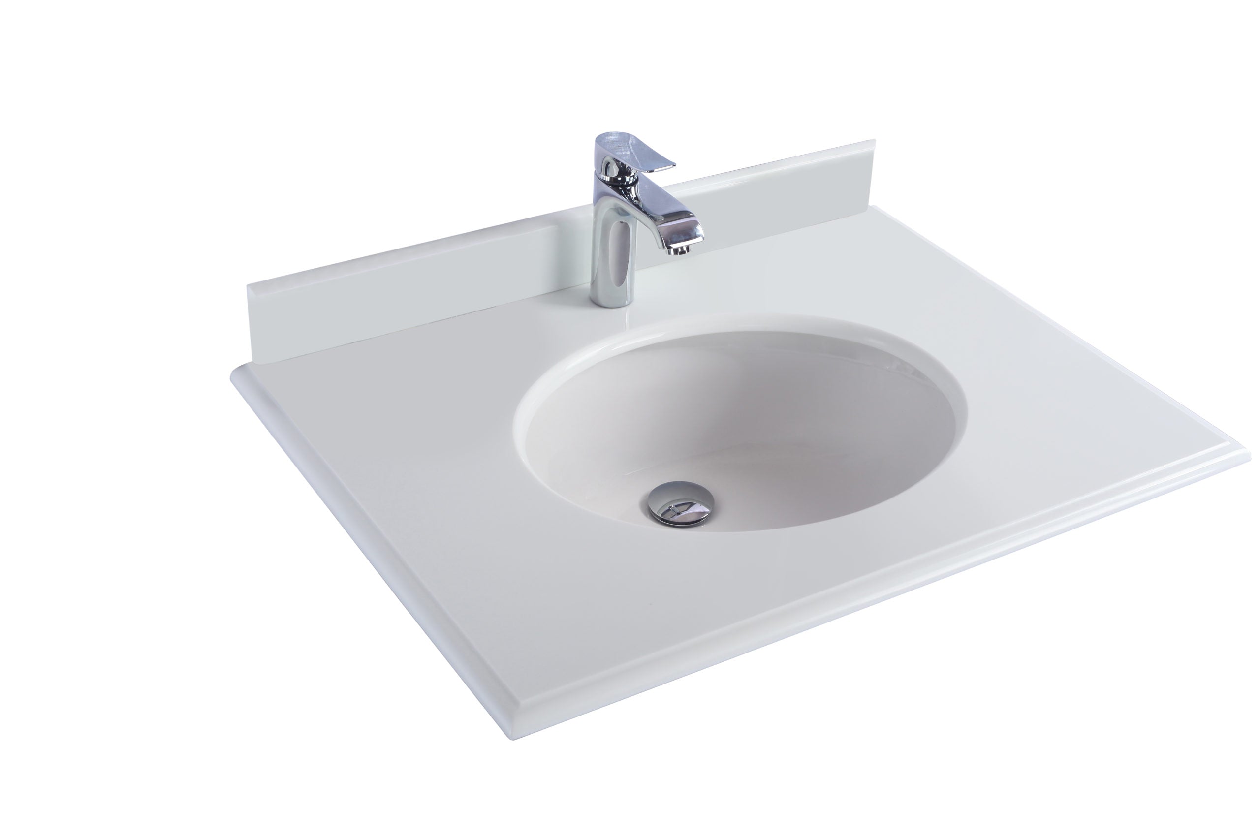 Laviva Forever 30" Single Hole Pure White Phoenix Stone Countertop with Oval Ceramic Sink |