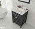 Laviva Forever 24" Single Hole White Carrara Marble Countertop w/ Rectangular Ceramic Sink | 313SQ1H-24