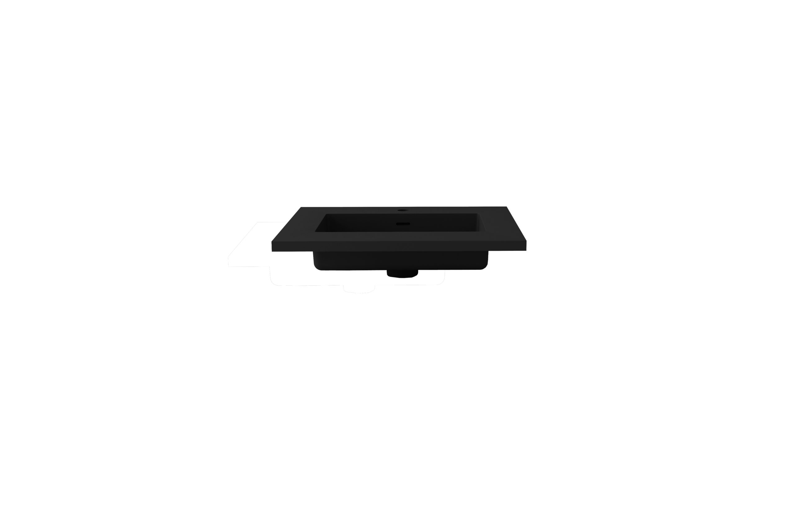 Laviva Forever VIVA Stone 24" Matte Black Solid Surface Countertop with Integrated Sink | 313SQ1HSS-24