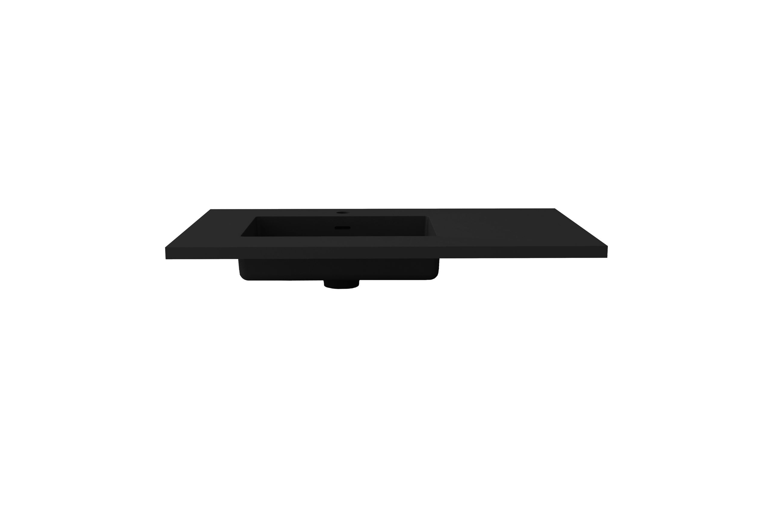 Laviva Forever VIVA Stone 36" Matte Black Solid Surface Countertop with Left Offset Integrated Sink | 313SQ1HSS-36