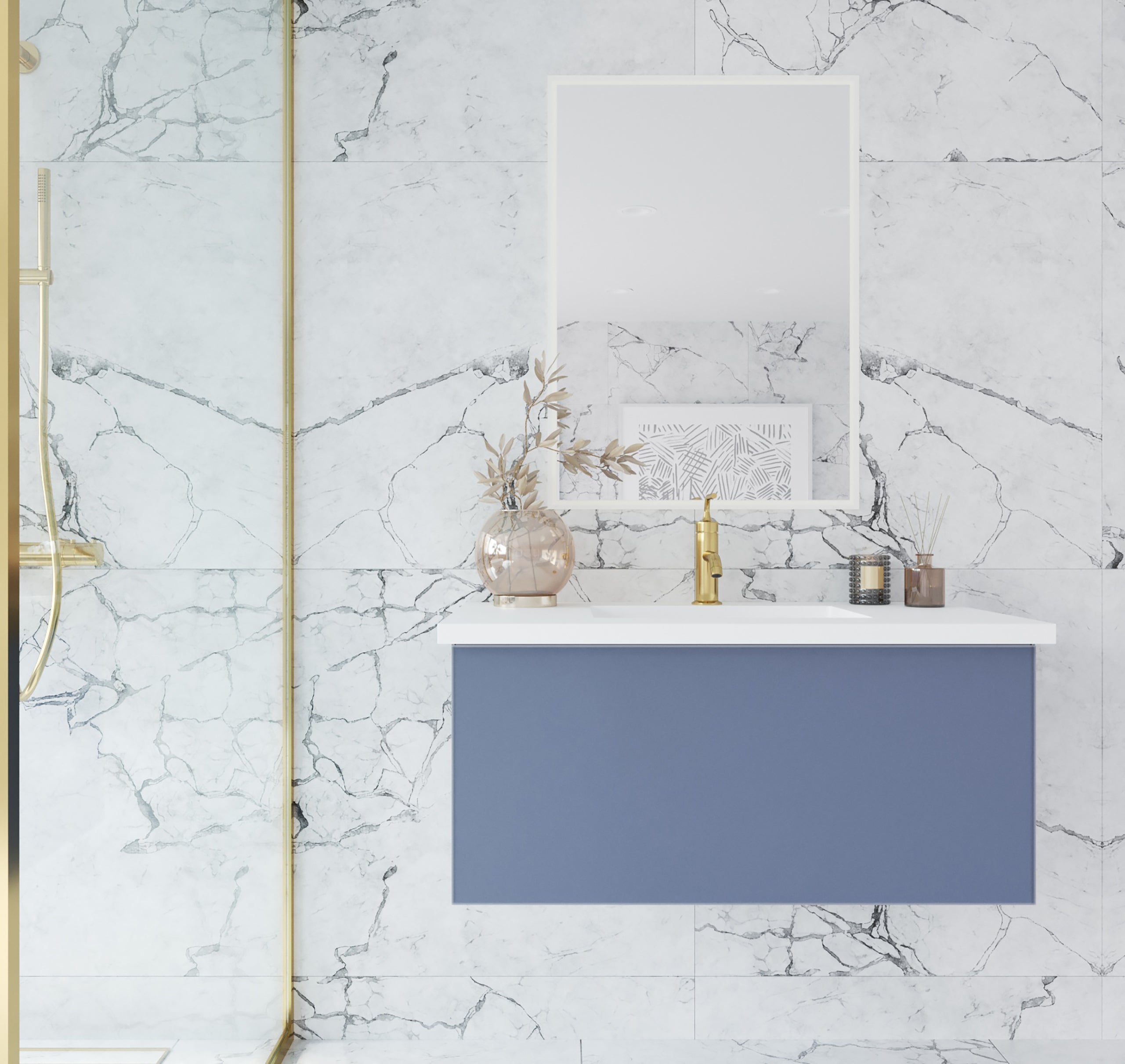 Laviva Vitri 36" Bathroom Vanity Set w/ Sink in Blue | 313VTR-36NB