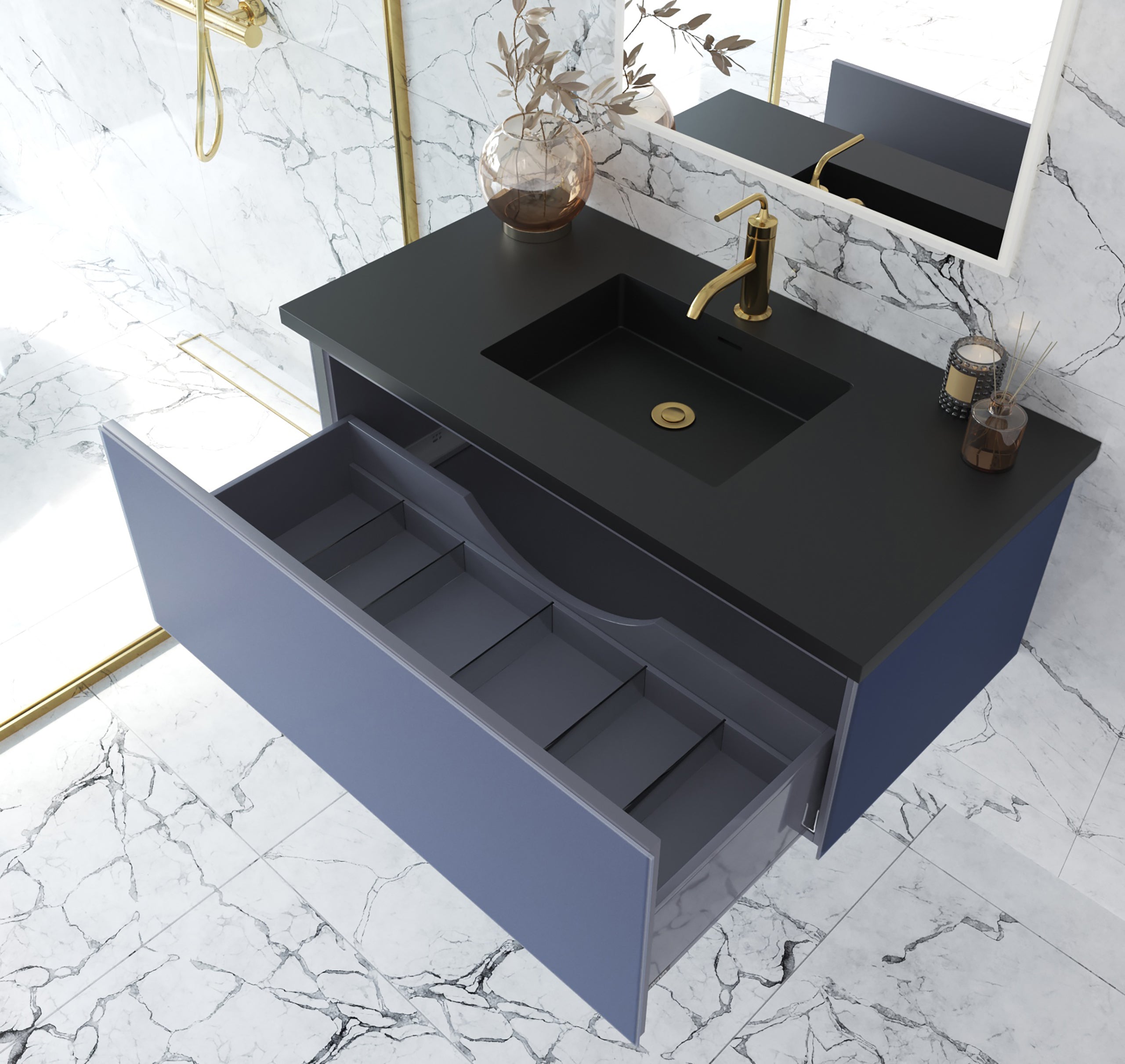 Laviva Vitri 42" Bathroom Vanity Set w/ Sink in Blue | 313VTR-42NB