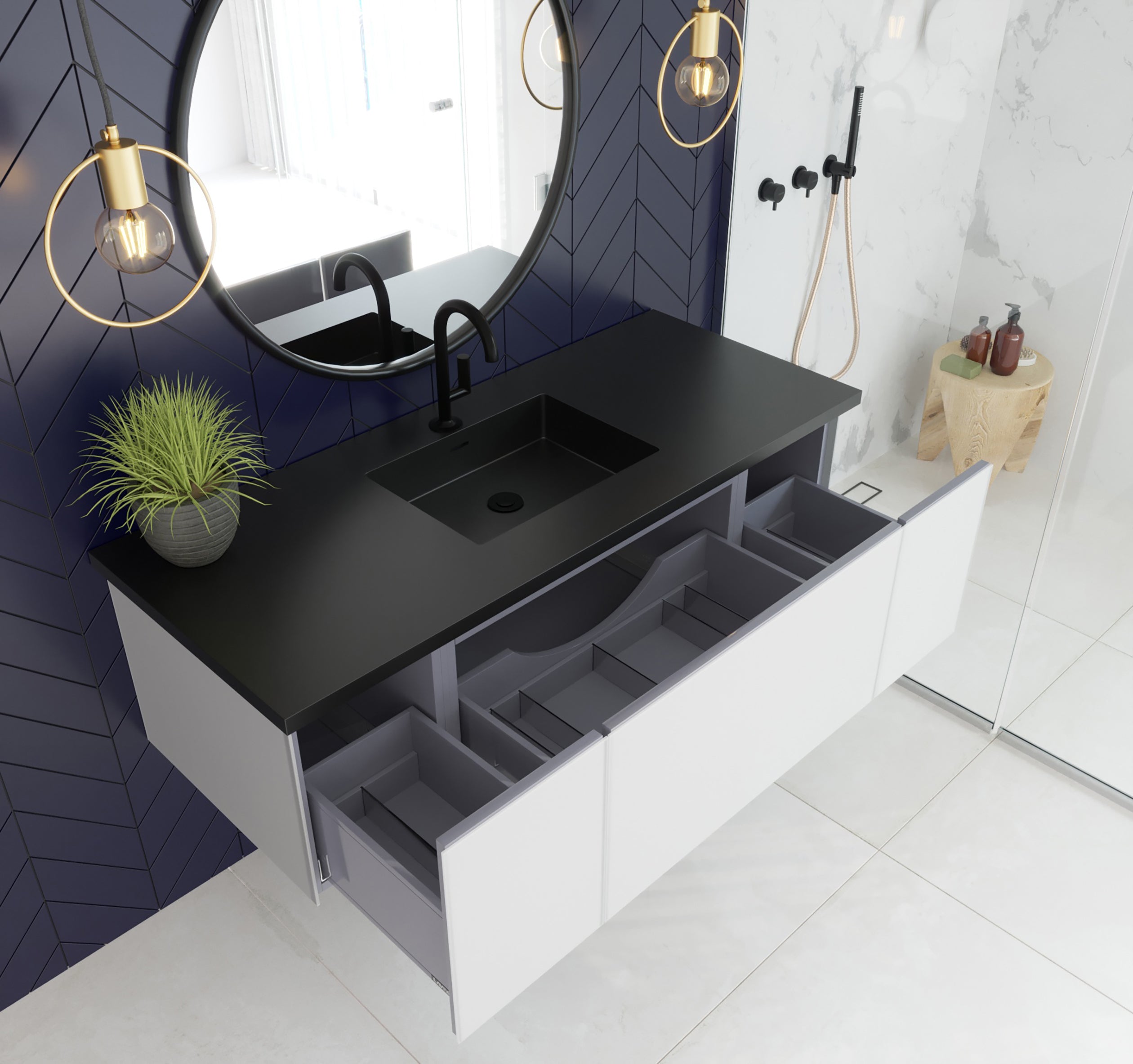 Laviva Vitri 54" Bathroom Vanity Set w/ Sink in White | 313VTR-54CW