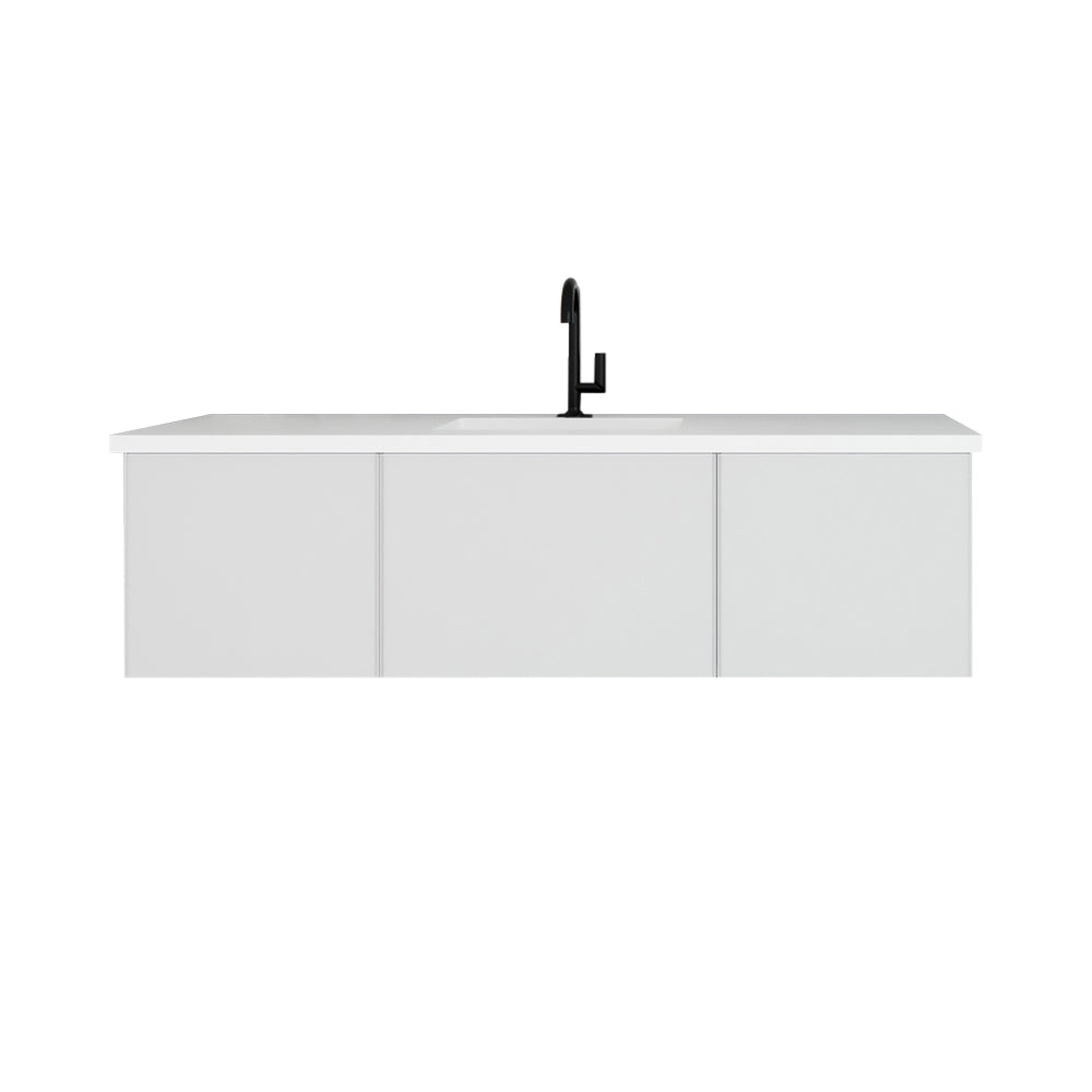 Laviva Vitri 60" Bathroom Vanity Set w/ Sink in White Single Sink | 313VTR-60CCW
