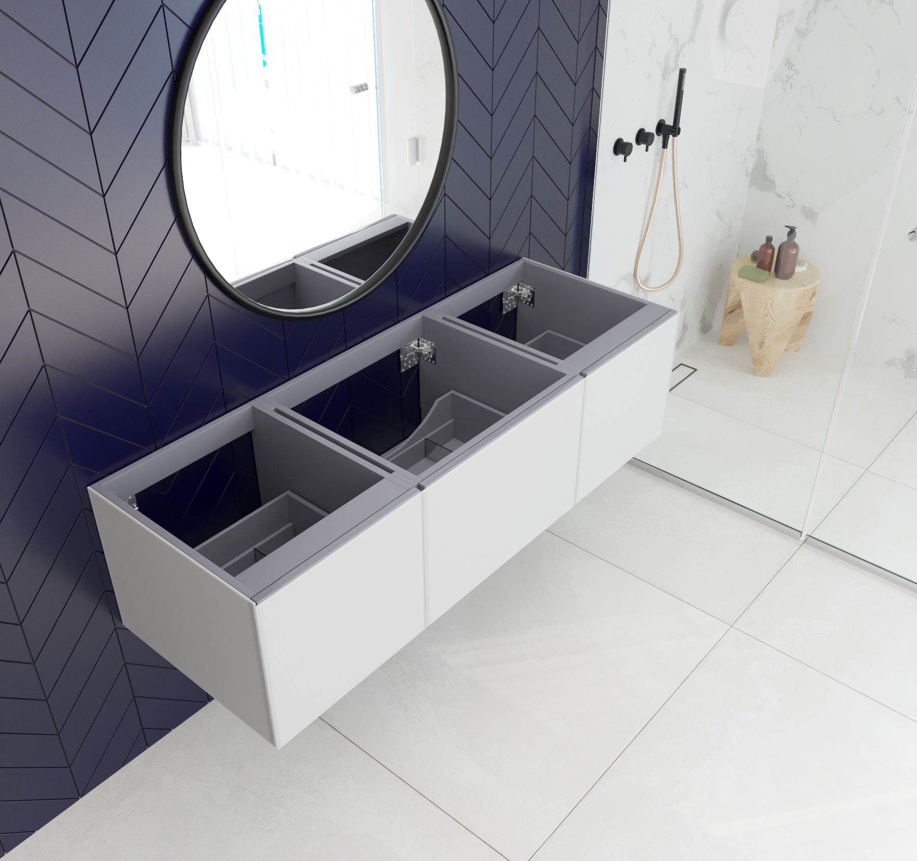Laviva Vitri 60" Cloud White Double Sink Wall Hung Bathroom Vanity Cabinet | 313VTR-60