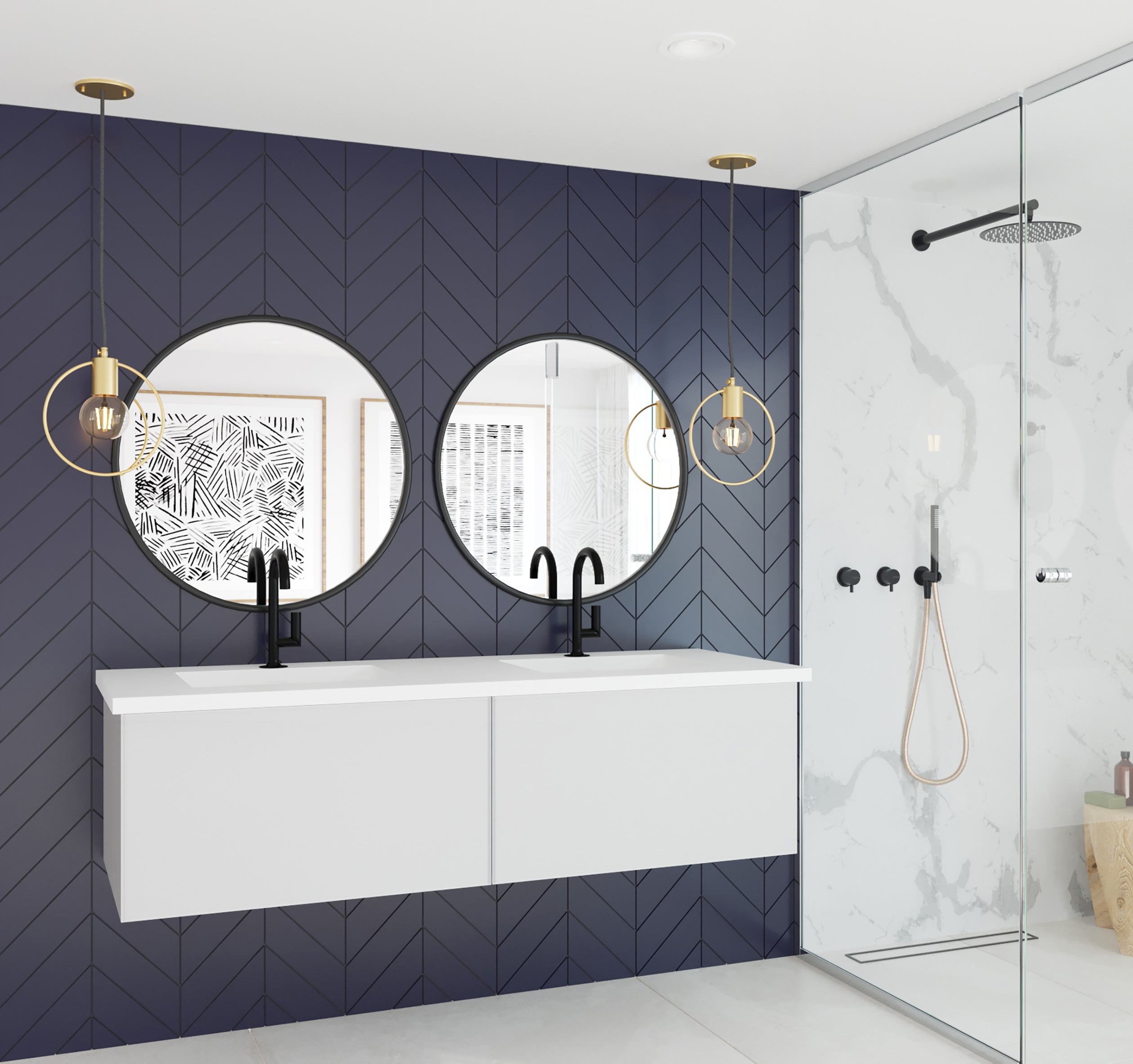 Laviva Vitri 60" Double Bathroom Vanity & Sinks in White | 313VTR-60DCW