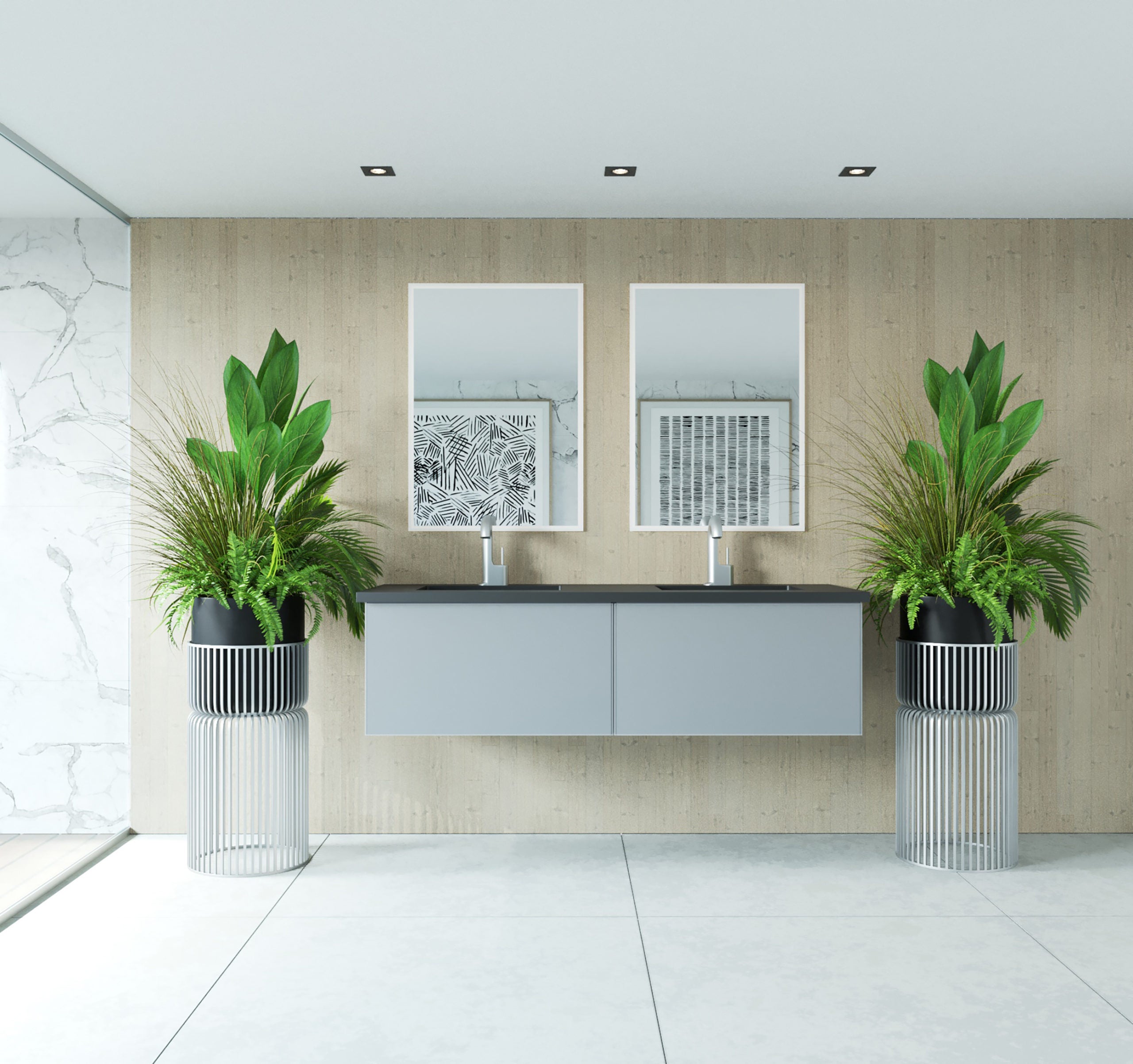 Laviva Vitri 60" Double Bathroom Vanity & Sinks in Gray | 313VTR-60DFG
