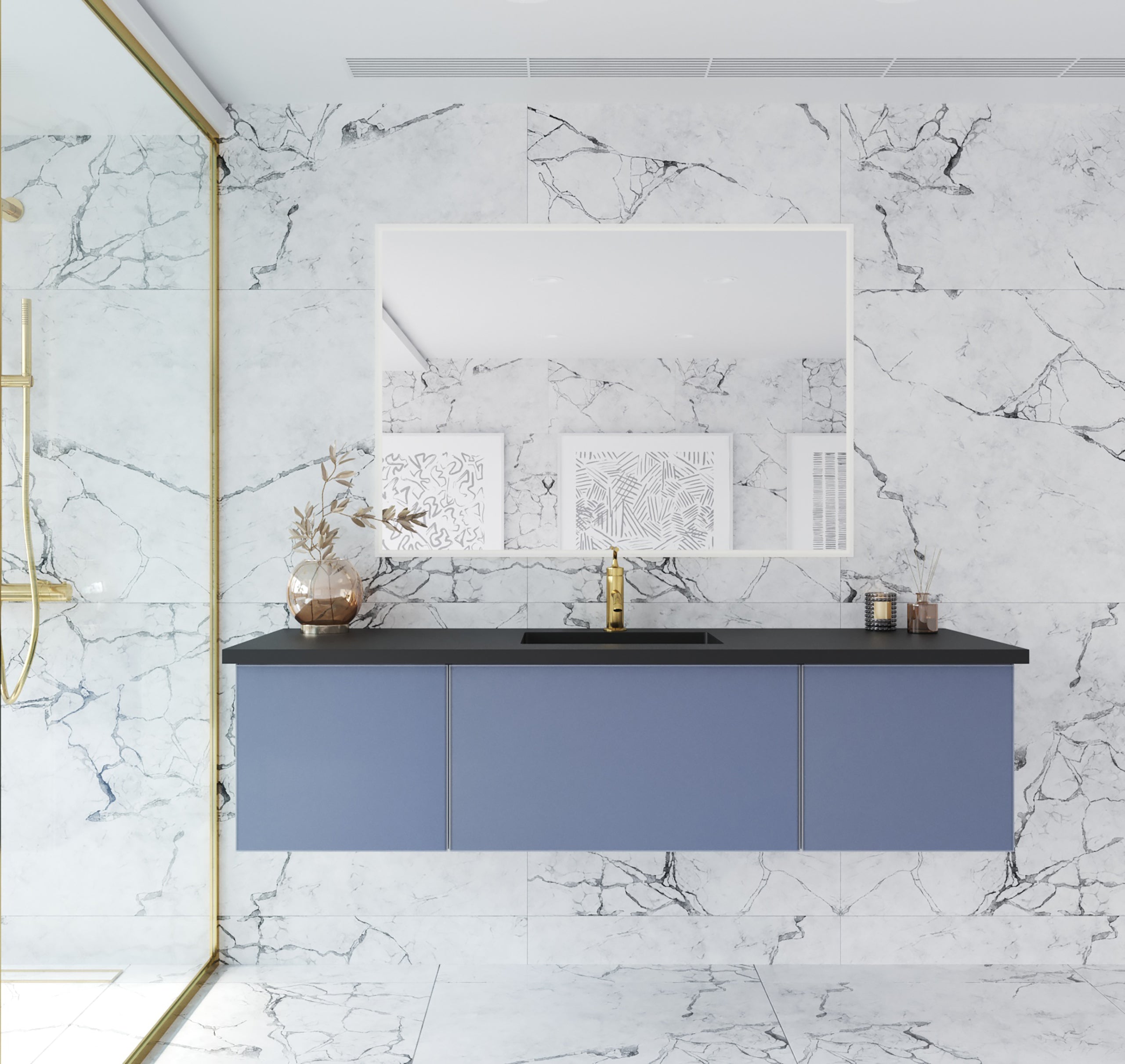 Laviva Vitri 66" Cloud White Single Sink Wall Hung Bathroom Vanity Cabinet | 313VTR-66