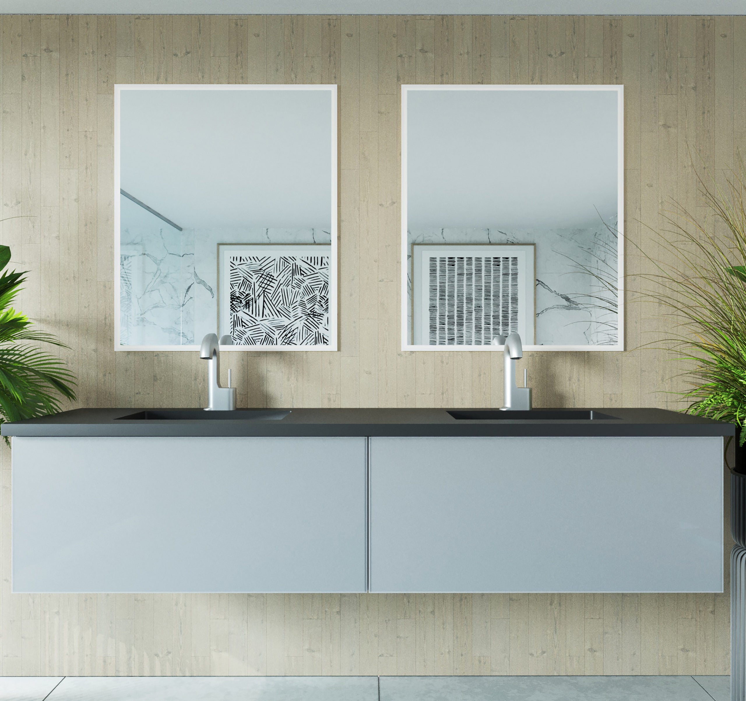 Laviva Vitri 72" Double Bathroom Vanity & Sinks in Gray | 313VTR-72DFG