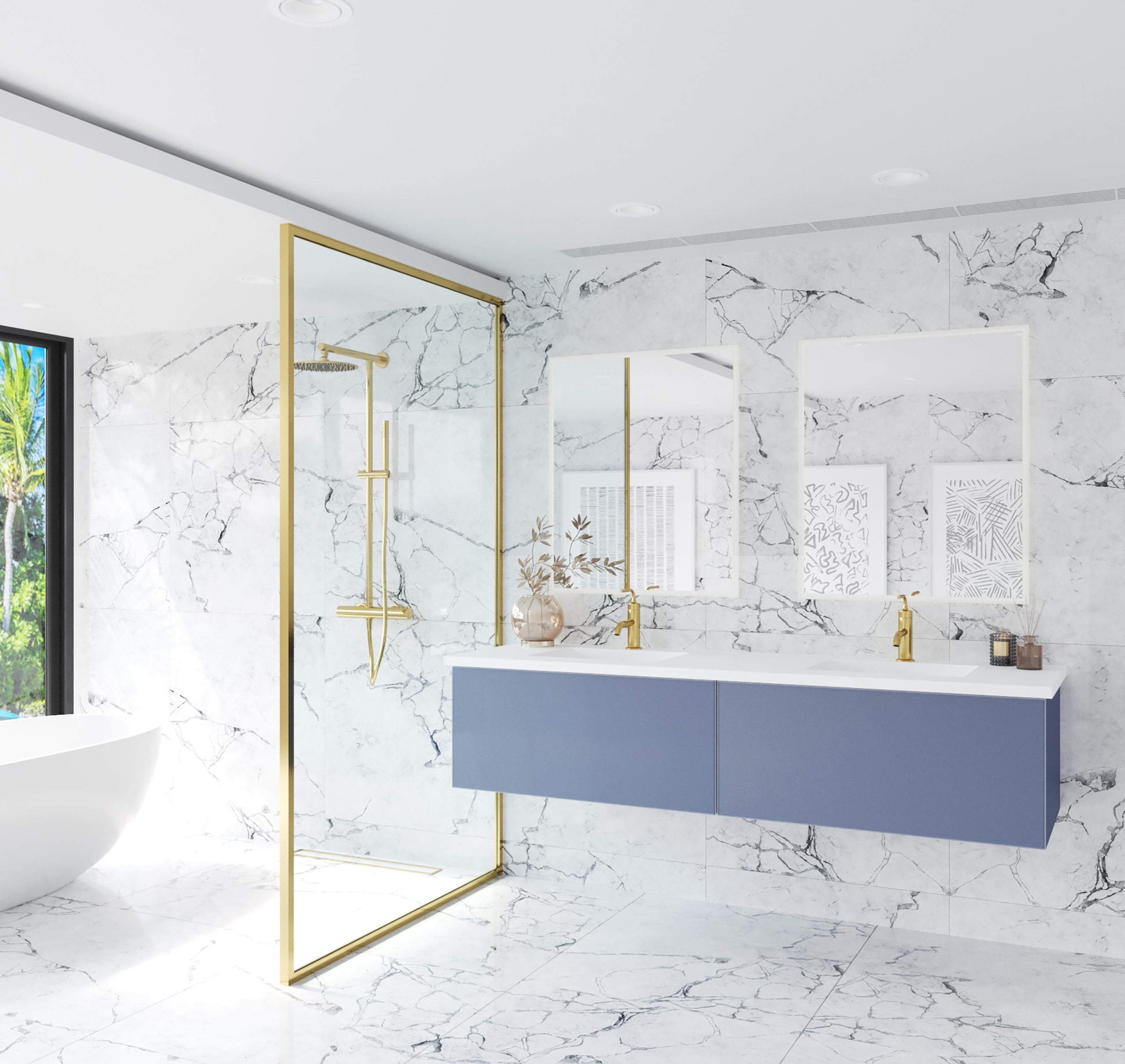 Laviva Vitri 72" Double Bathroom Vanity & Sinks in Blue | 313VTR-72DNB
