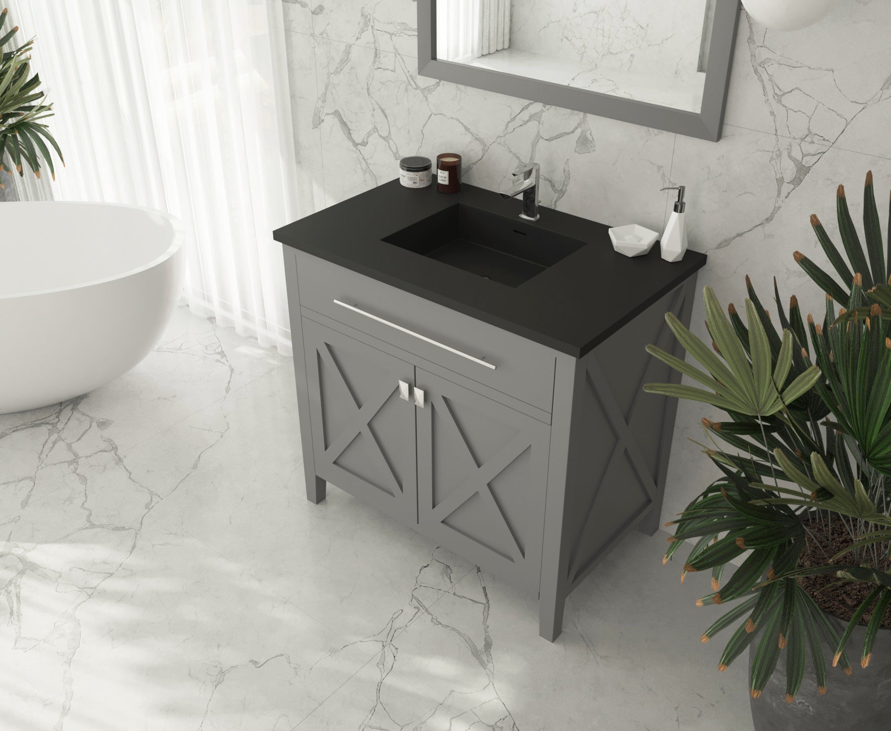 Laviva Wimbledon 36" Bathroom Vanity Set w/ Sink in Gray | 313YG319-36G