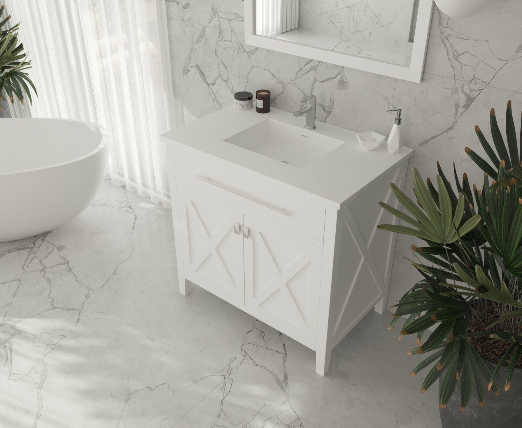 Laviva Wimbledon 36" Bathroom Vanity Set w/ Sink in White | 313YG319-36W