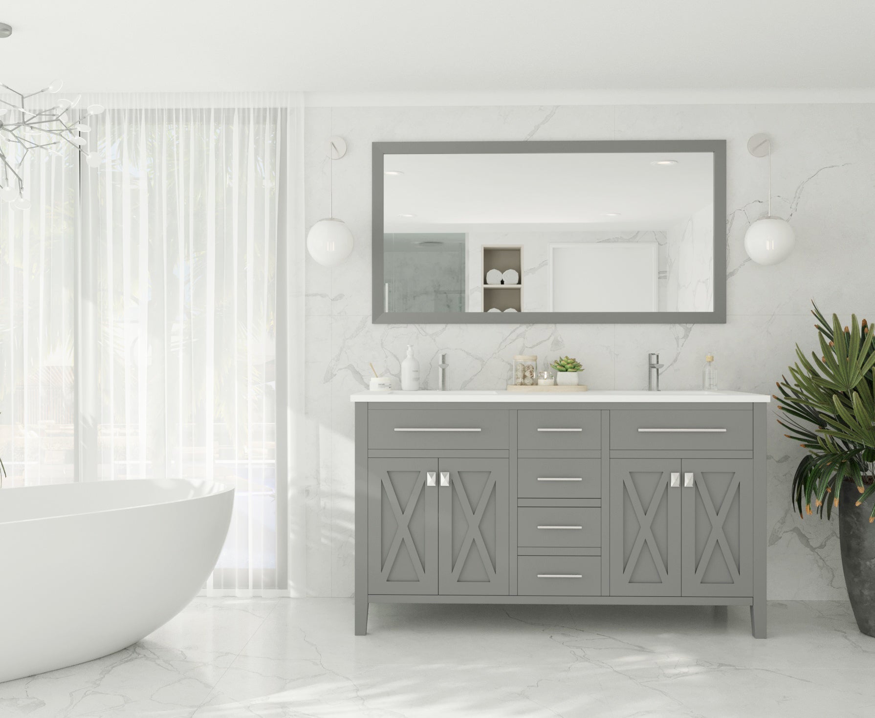 Laviva Wimbledon 60" Double Bathroom Vanity & Sinks in Gray | 313YG319-60G