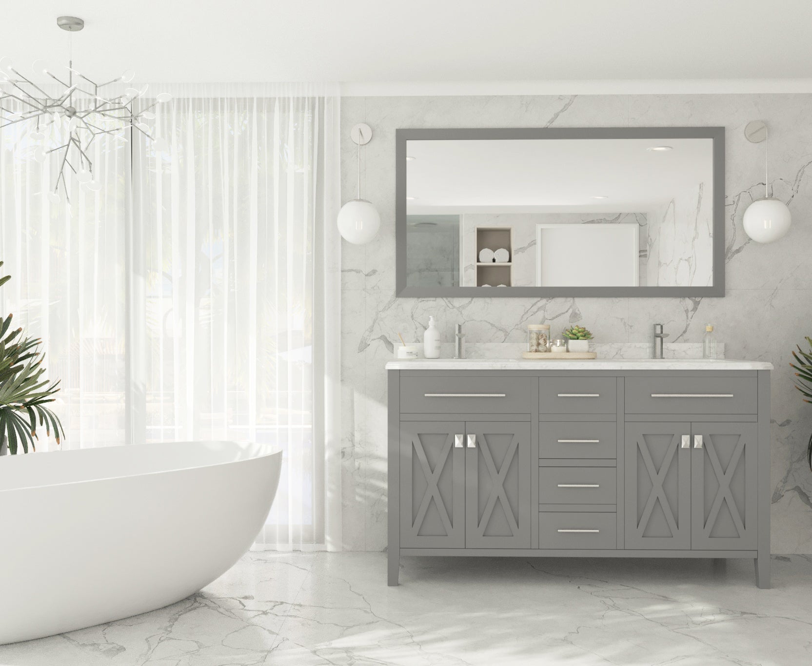 Laviva Wimbledon 60" Double Bathroom Vanity & Sinks in Gray | 313YG319-60G