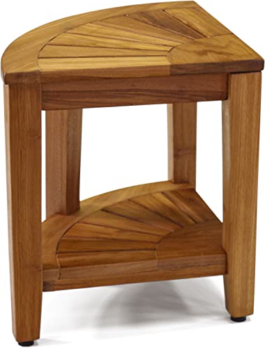 Teak Shower Bench with Shelf (corner)