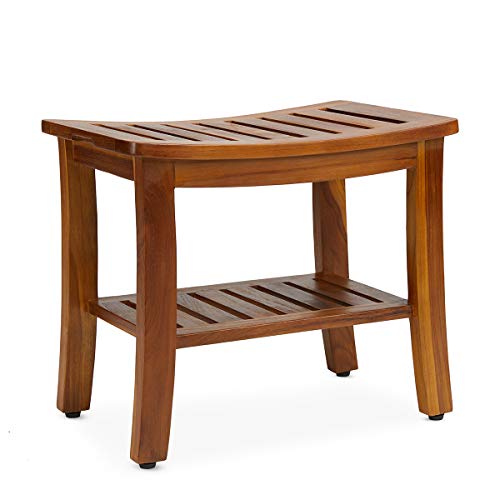 Teak Shower Bench with Shelf