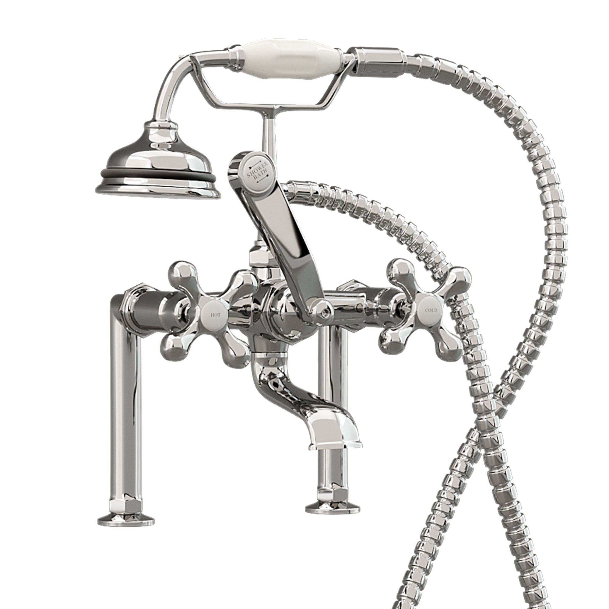 Cambridge Plumbing CAM463D-6-BN Deck Mount Brass Faucet w/ Hand Held Shower Clawfoot Tub (6-inch)
