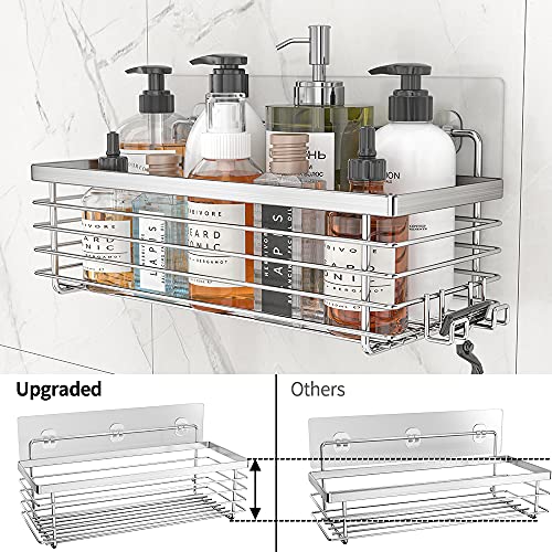 Shower Caddy Basket with Hooks, Soap Dish & Holder Shelf | Adhesive, No Drilling (3 Pack)