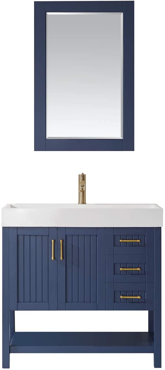 Vinnova Pavia 36” Bathroom Vanity Set in Royal Blue w/ Acrylic Under-mount Sink | 755036-RB-WH