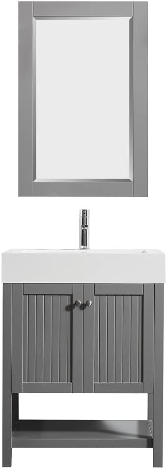 Vinnova Pavia 28” Bathroom Vanity Set in Grey w/ Acrylic Under-mount Sink | 755028-GR-WH