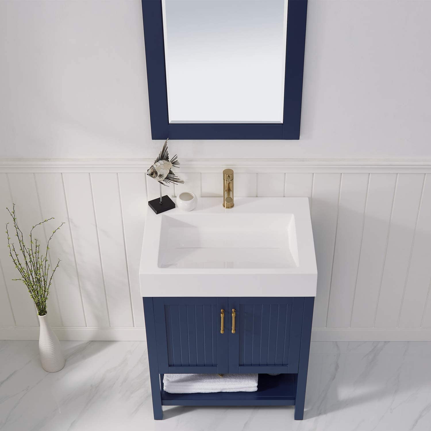 Vinnova Pavia 28” Bathroom Vanity Set in Royal Blue w/ Acrylic Under-mount Sink | 755028-RB-WH