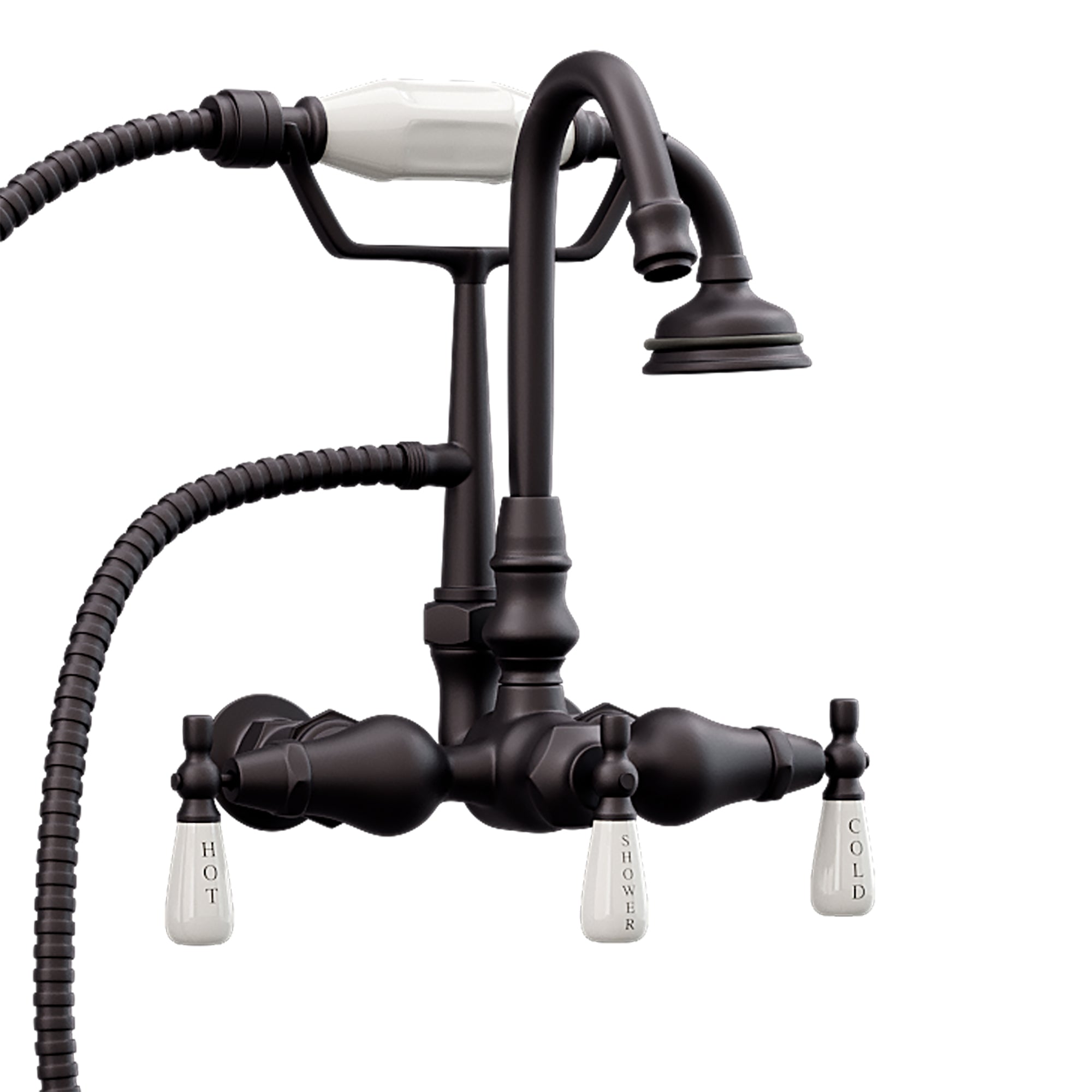 Cambridge Plumbing CAM684BTW Wall Mount Faucet w/ Hand Held Shower for Clawfoot Tub