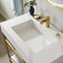Vinnova Bilbao 36" Bathroom Vanity Set w/ Brushed-Gold & Snow-white Faux-stone Countertop | 701136-BG-SMB