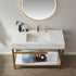 Vinnova Bilbao 48" Bathroom Vanity Set w/ Brushed-Gold & Snow-white Faux-stone Countertop | 701148-BG-SMB