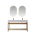 Vinnova Bilbao 60" Bathroom Vanity Set w/ Brushed-Gold & Snow-white Faux-stone Countertop | 701160-BG-SMB