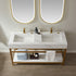 Vinnova Bilbao 60" Bathroom Vanity Set w/ Brushed-Gold & Snow-white Faux-stone Countertop | 701160-BG-SMB