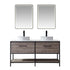 Vinnova Murcia 60" Bathroom Vanity Set in Mexican Oak w/ White Composite Grain Stone Countertop & vessel sink | 701360-MXO-GW