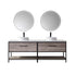 Vinnova Murcia 84" Bathroom Vanity Set in Mexican Oak w/ White Composite Grain Stone Countertop & vessel sink | 701384-MXO-GW