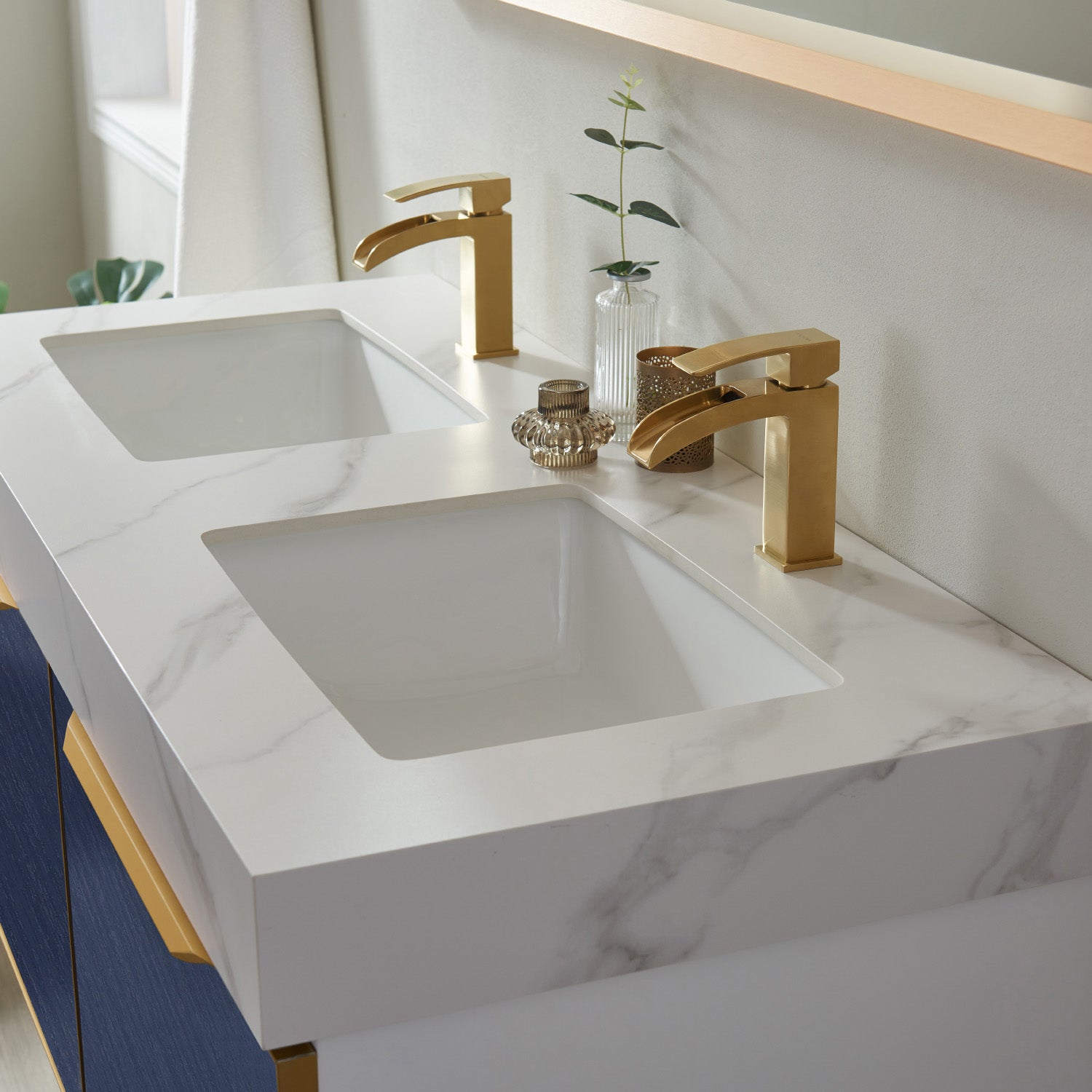 Vinnova Alicante 48" Bathroom Vanity Set in Blue w/ White Sintered Stone Countertop & Under-mount Sink | 701448M-CB-SMB