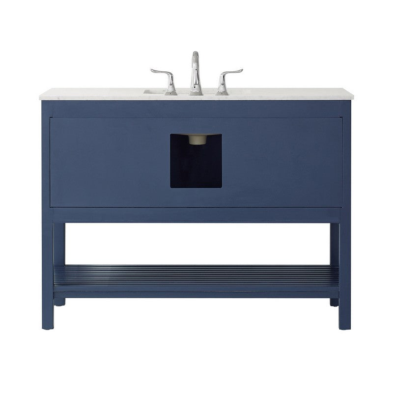 Vinnova Florence 48" Bathroom Vanity Set in Royal Blue w/ Carrara White Marble Countertop | 713048-RB-CA