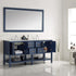 Vinnova Florence 72" Bathroom Vanity Set in Royal Blue w/ Carrara White Marble Countertop | 713072-RB-CA