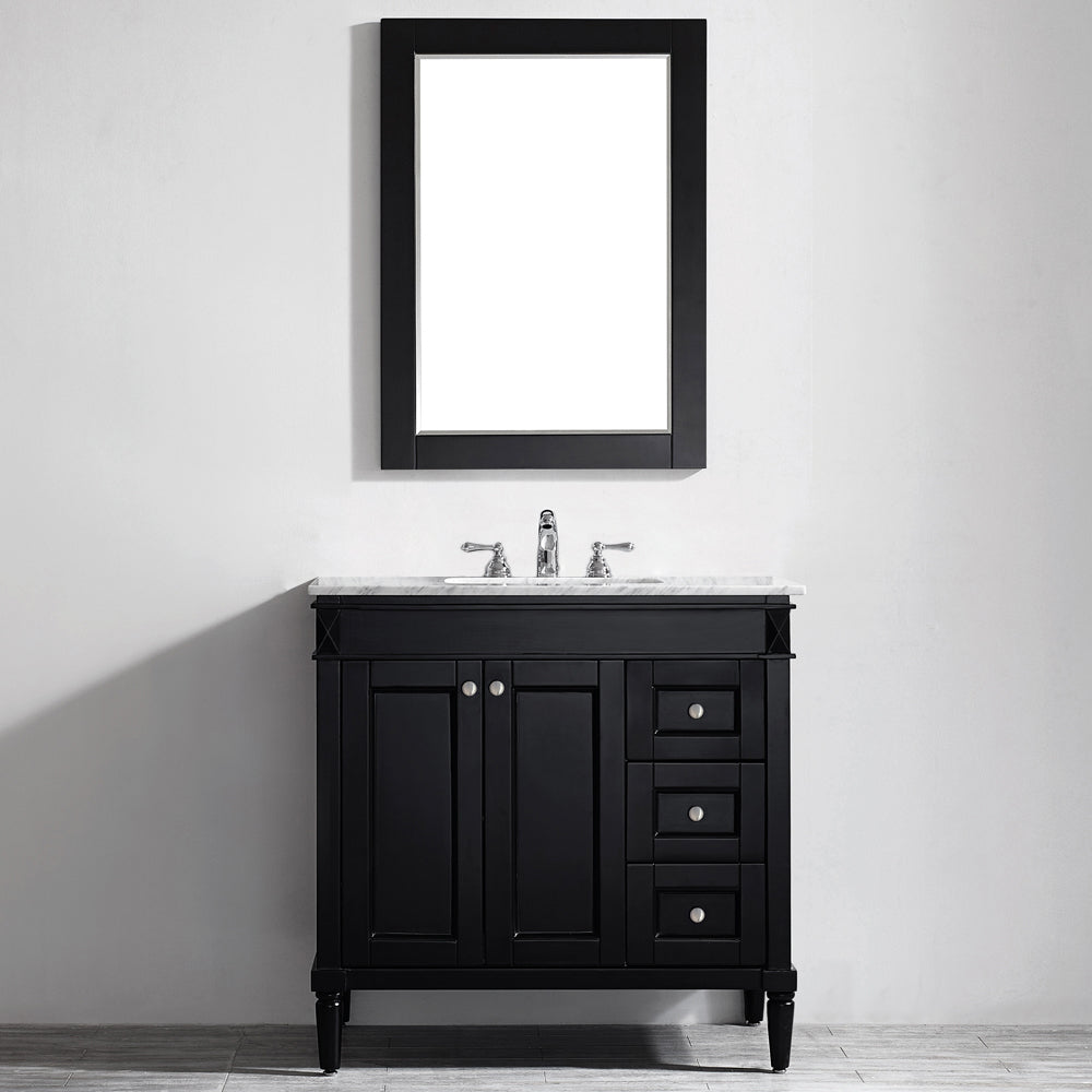 Vinnova Catania 36" Bathroom Vanity Set in Espresso w/ Carrara White Marble Countertop | 715036-ES-CA