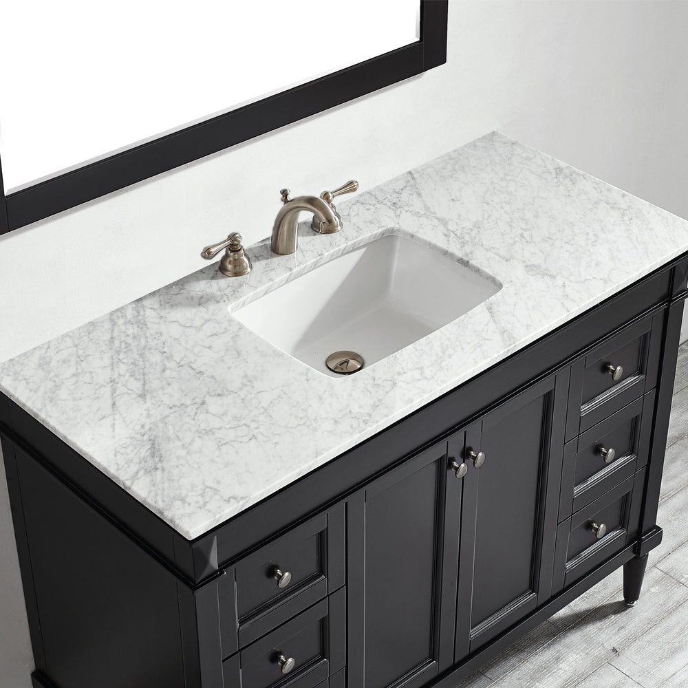 Vinnova Catania 48" Bathroom Vanity Set in Espresso w/ Carrara White Marble Countertop | 715048-ES-CA