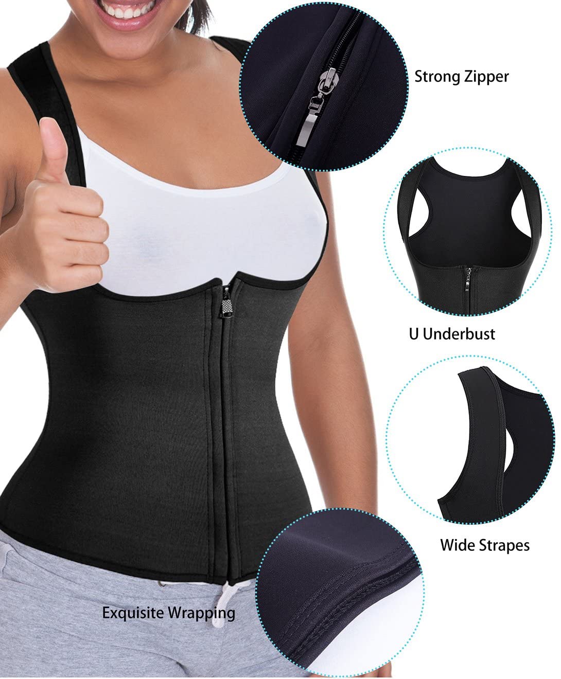 LELINTA Sauna Waist Trainer Corset Vest Shapewear Sport Workout Body Shaper  Tummy Control for Weight Loss for Women 