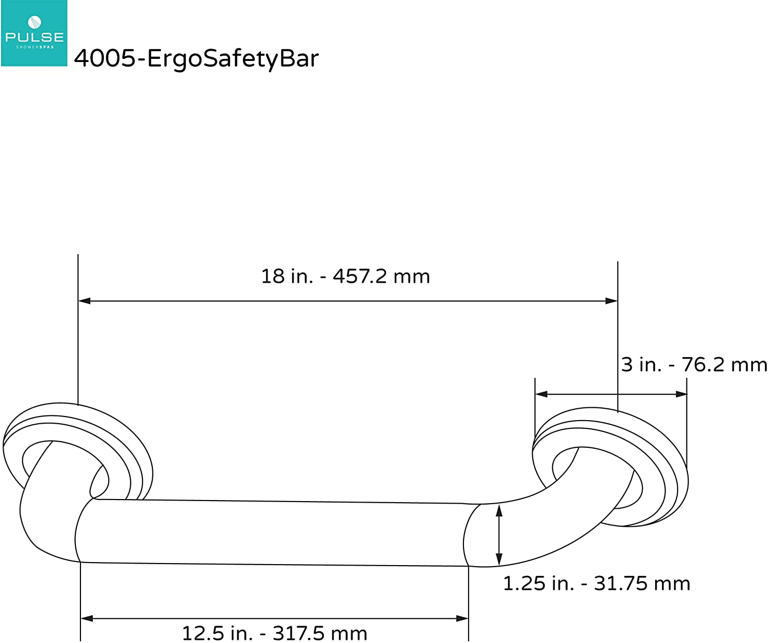 Pulse 4005 ErgoSafetyBar Shower Safety Grab Bar (ADA Compliant)