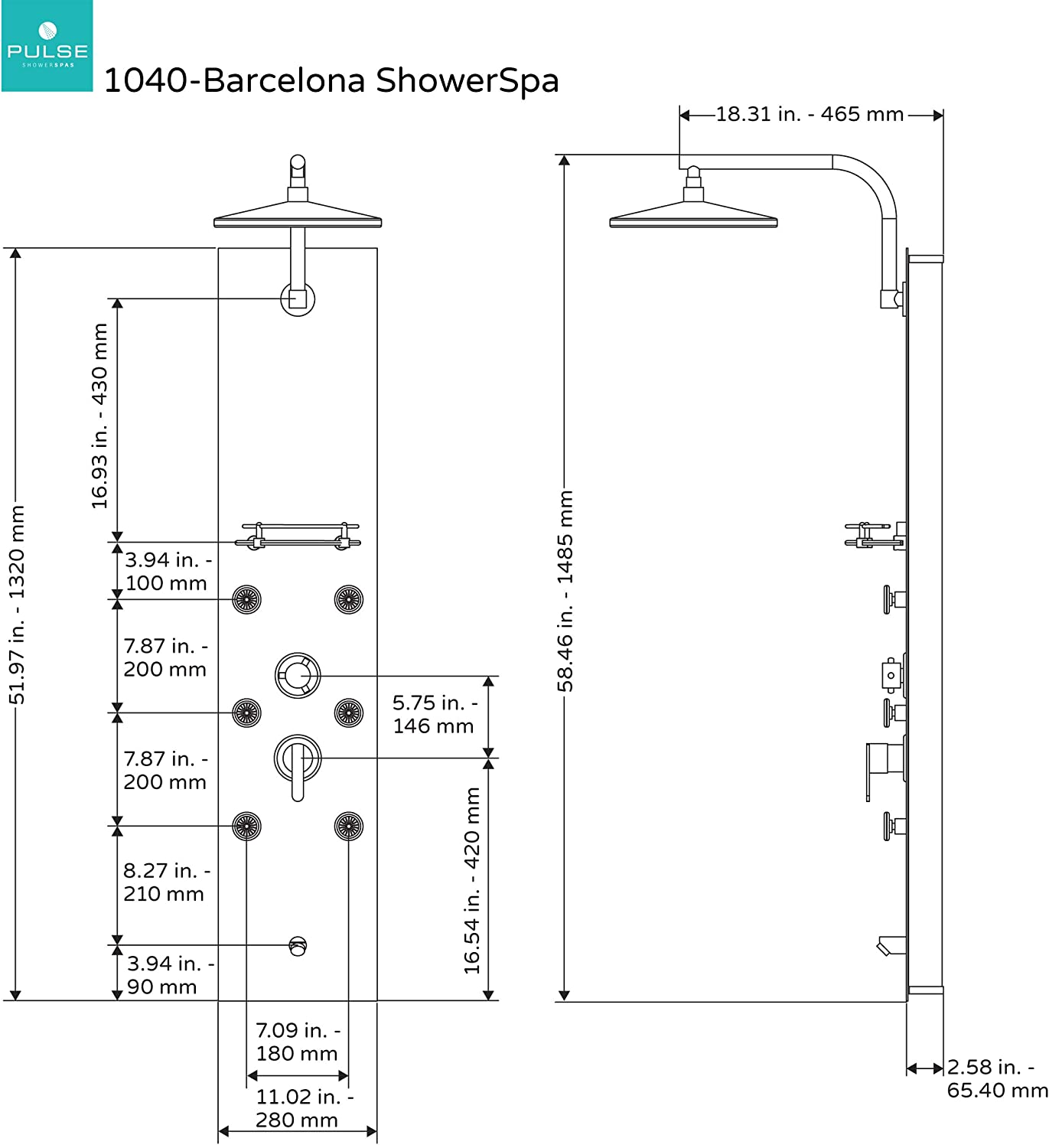 Pulse 1040 Barcelona ShowerSpa - Oil-Rubbed Bronze