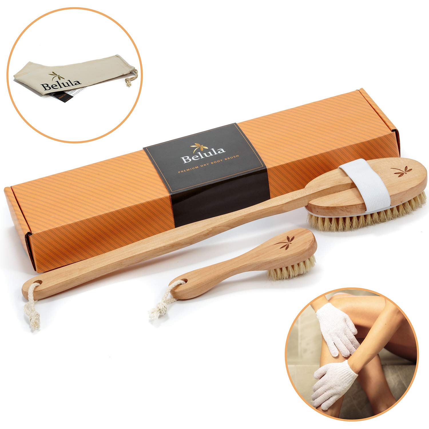 Sauna Exfoliating Dry Brushing Body Brush Set