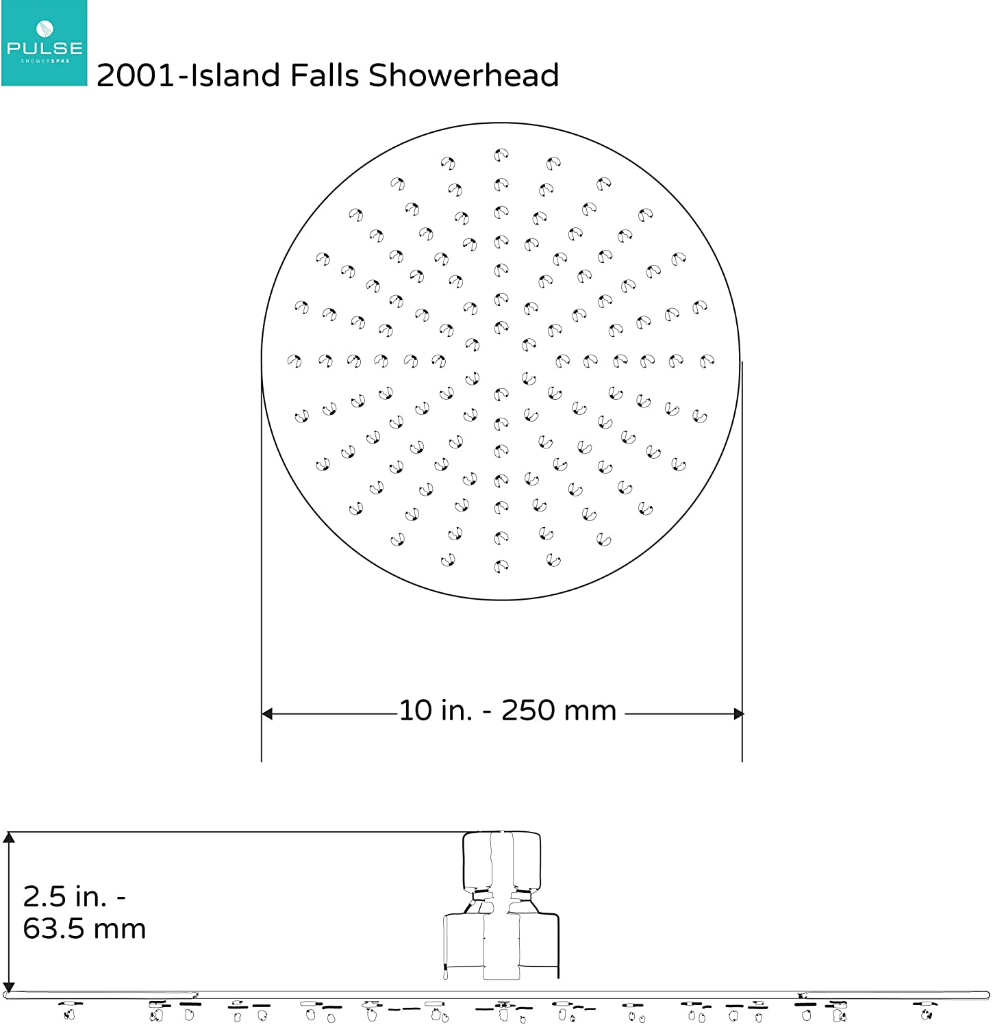 Pulse 2001-250 Island Falls 250mm Matte Showerhead