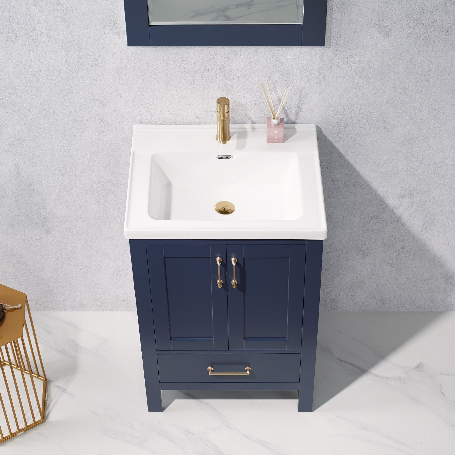 Vinnova Gela 24" Bathroom Vanity Set in Blue w/ White Drop-In Ceramic Basin | 723024-RB-WH