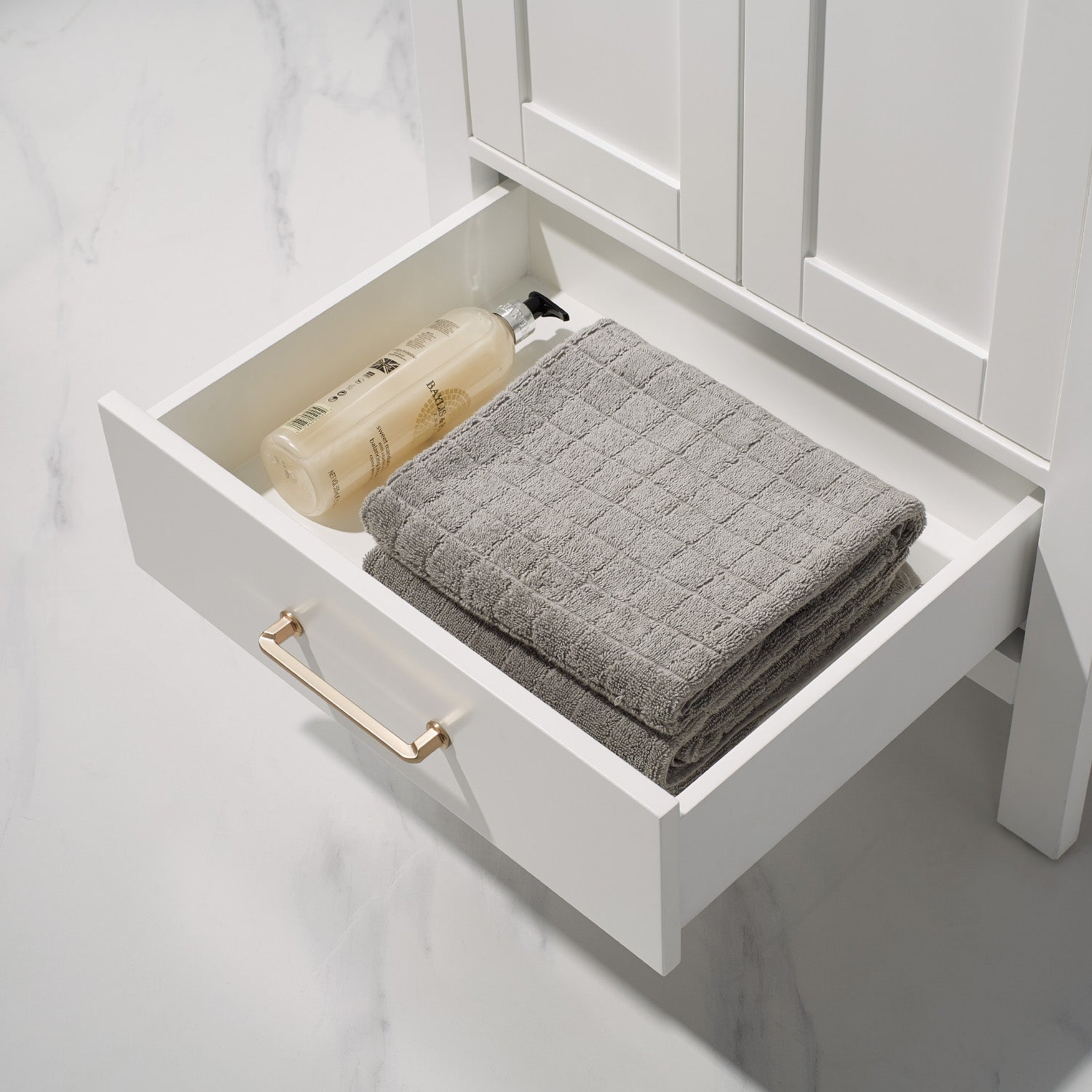 Vinnova Gela 24" Bathroom Vanity Set in White w/ Drop-In White Ceramic Basin | 723024-WH-WH