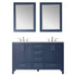 Vinnova Gela 60" Bathroom Double Vanity Set in Royal Blue w/ Carrara White Marble Countertop | 723060-RB-CA